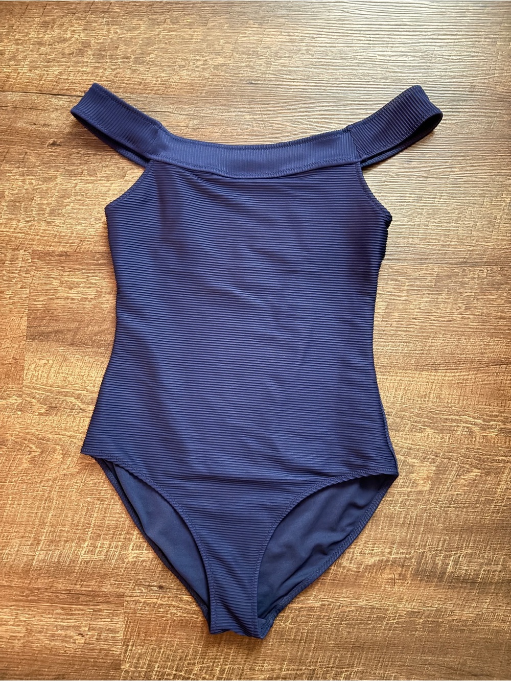 Old Navy one piece off shoulder ribbed swimsuit sz L tall EUC vacation resort